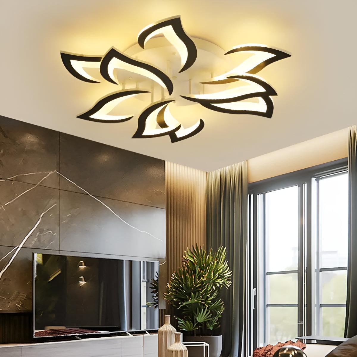 Decorative Modern Flower Petal LED Flush Mount Ceiling Light Fixture With Remote Control