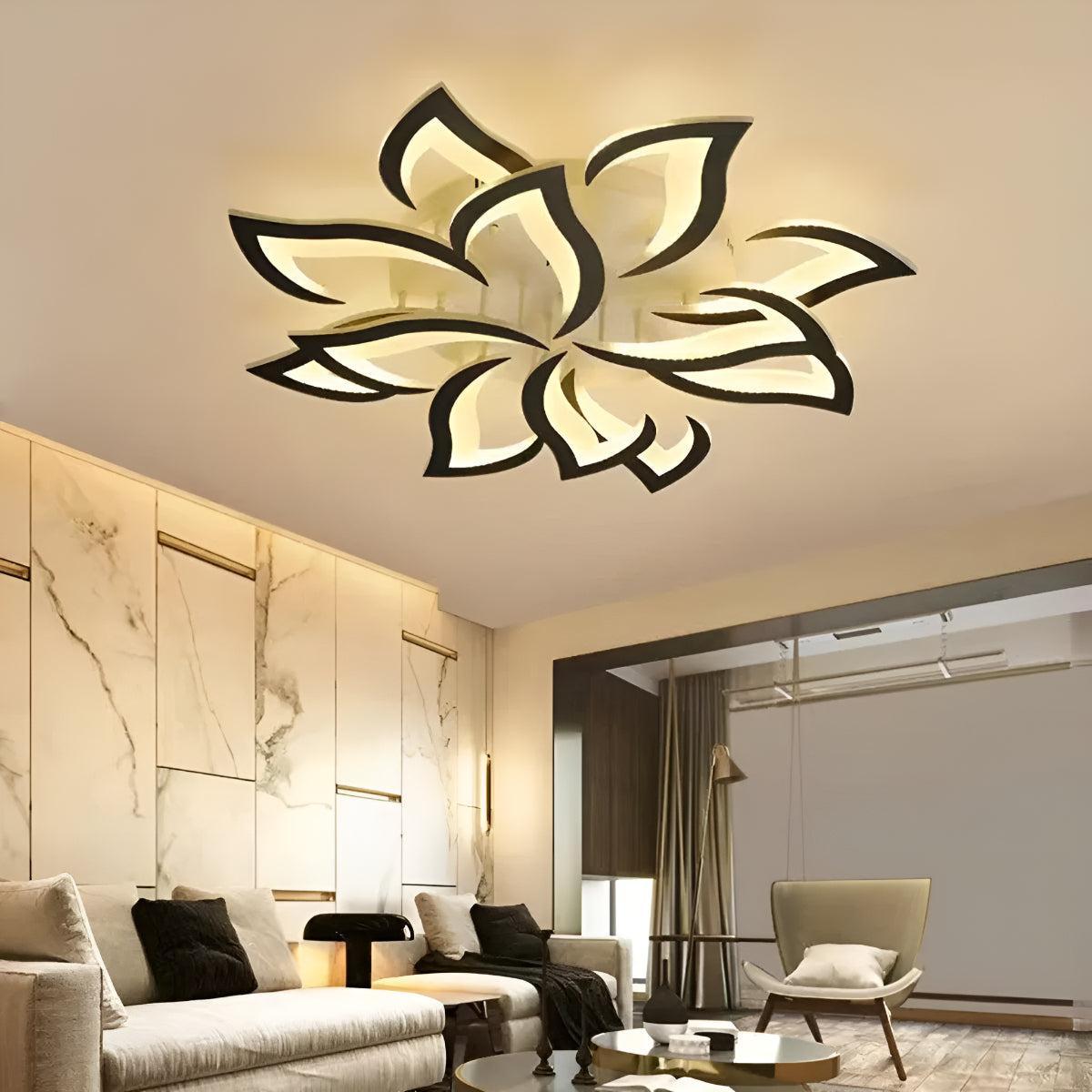 Decorative Modern Flower Petal LED Flush Mount Ceiling Light Fixture With Remote Control