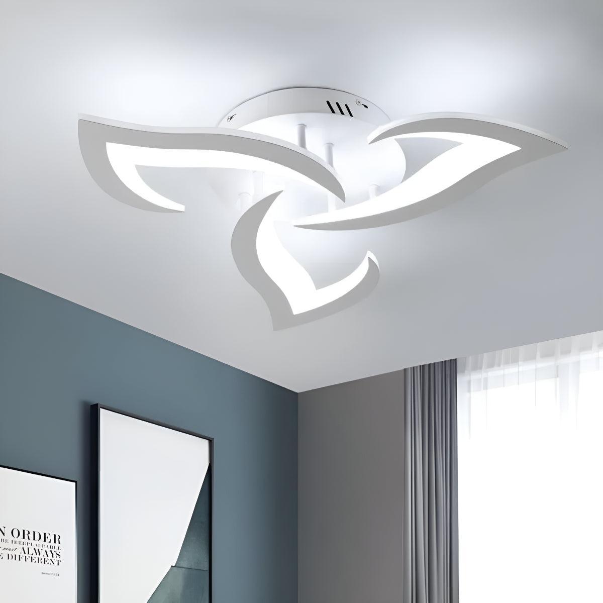 Decorative Modern Flower Petal LED Flush Mount Ceiling Light Fixture With Remote Control