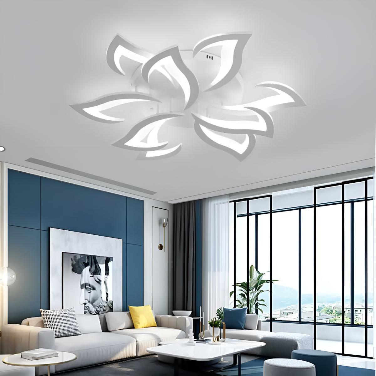 Decorative Modern Flower Petal LED Flush Mount Ceiling Light Fixture With Remote Control