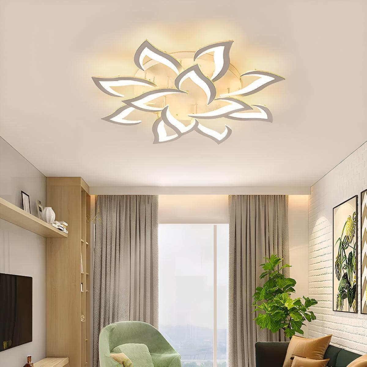 Decorative Modern Flower Petal LED Flush Mount Ceiling Light Fixture With Remote Control