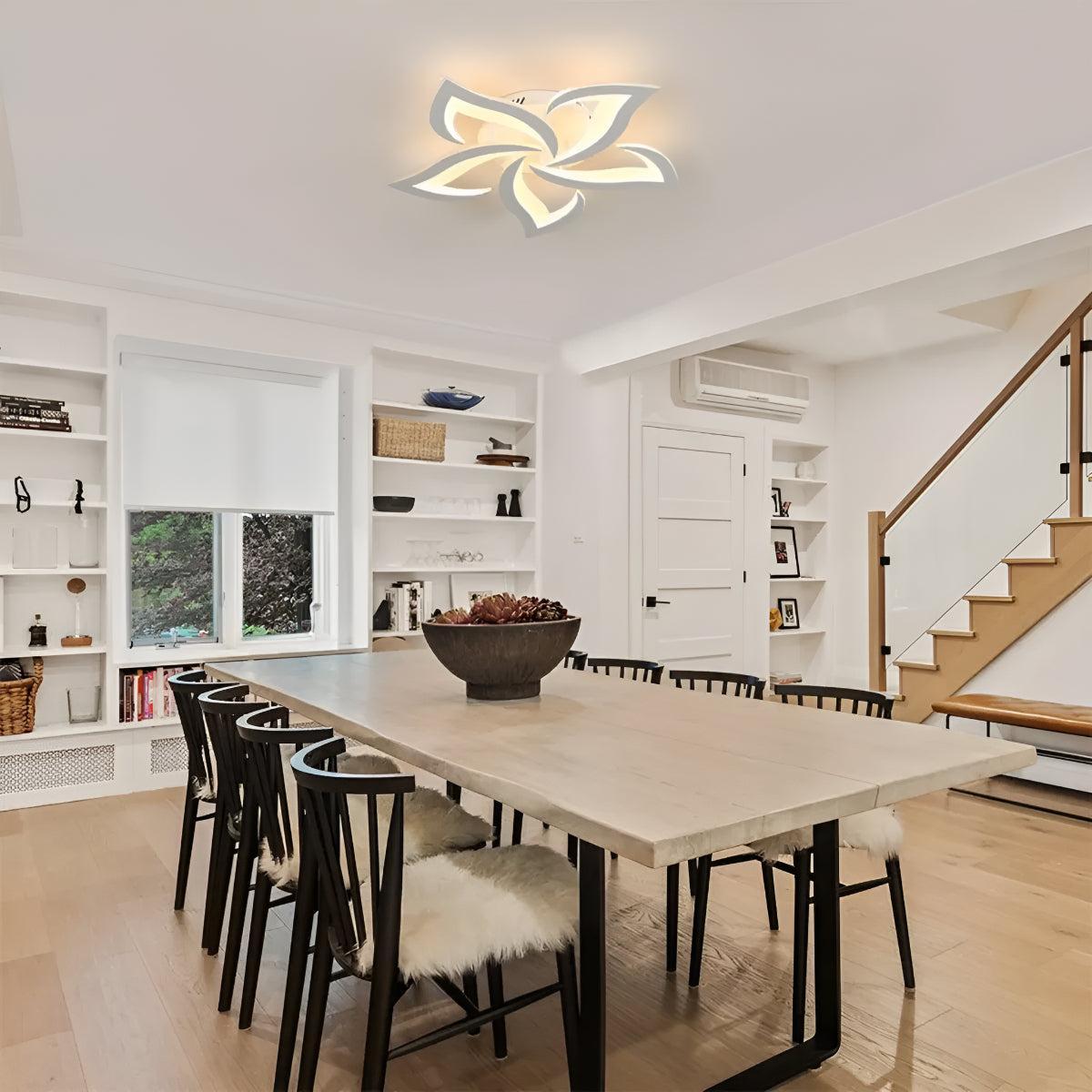 Decorative Modern Flower Petal LED Flush Mount Ceiling Light Fixture With Remote Control