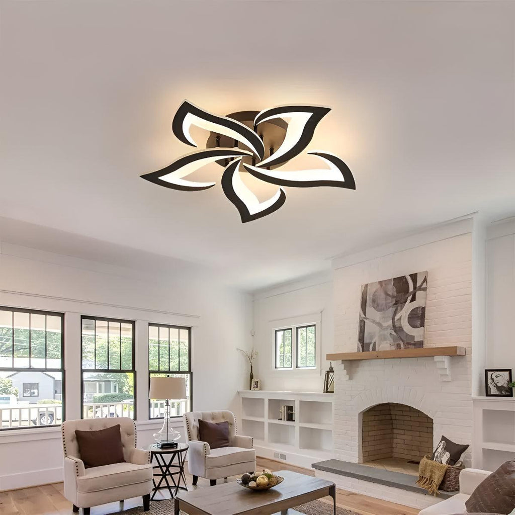 Decorative Modern Flower Petal LED Flush Mount Ceiling Light Fixture With Remote Control