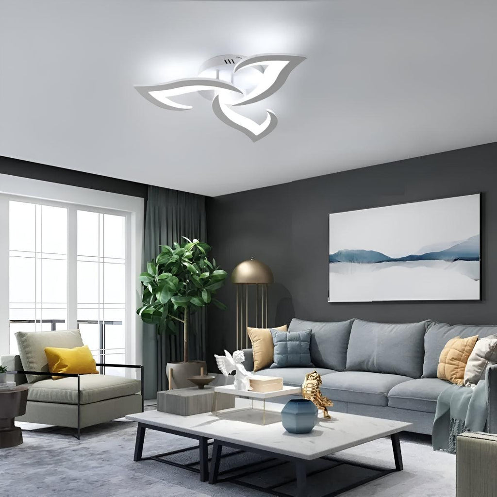 Decorative Modern Flower Petal LED Flush Mount Ceiling Light Fixture With Remote Control