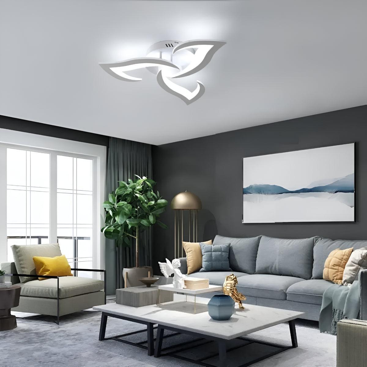 Decorative Modern Flower Petal LED Flush Mount Ceiling Light Fixture With Remote Control