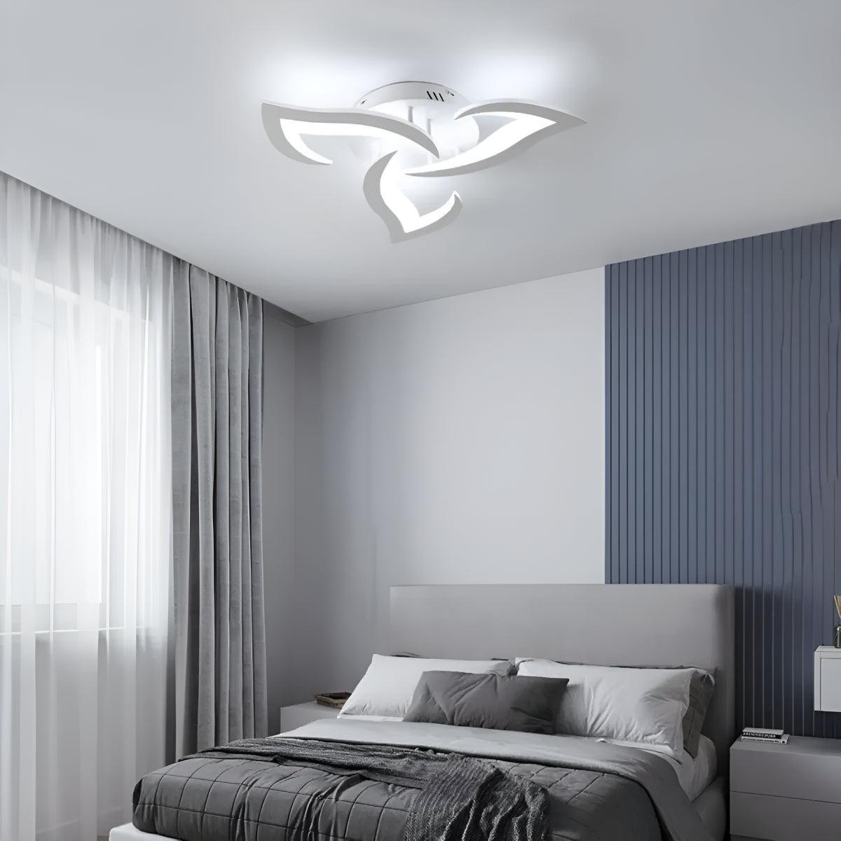 Decorative Modern Flower Petal LED Flush Mount Ceiling Light Fixture With Remote Control