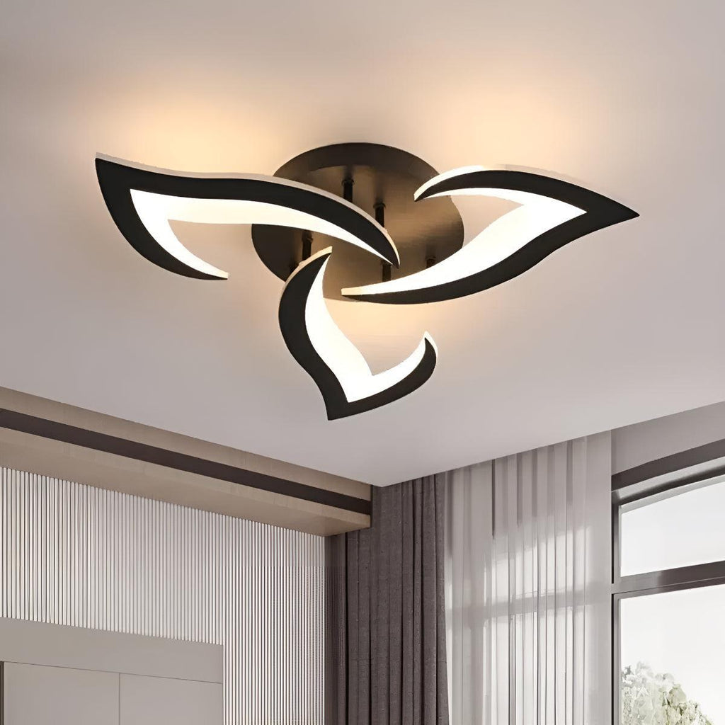 Decorative Modern Flower Petal LED Flush Mount Ceiling Light Fixture With Remote Control