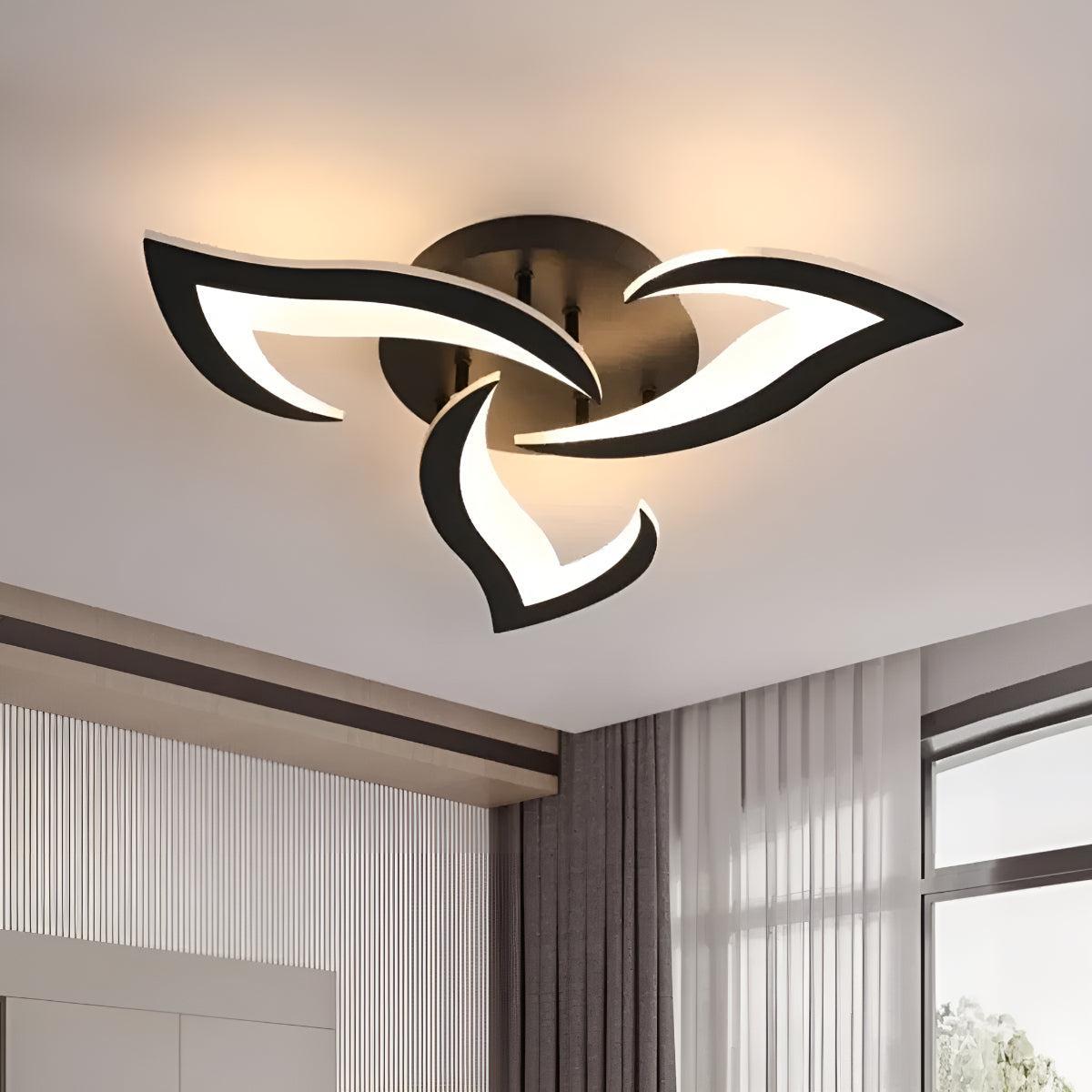 Decorative Modern Flower Petal LED Flush Mount Ceiling Light Fixture With Remote Control