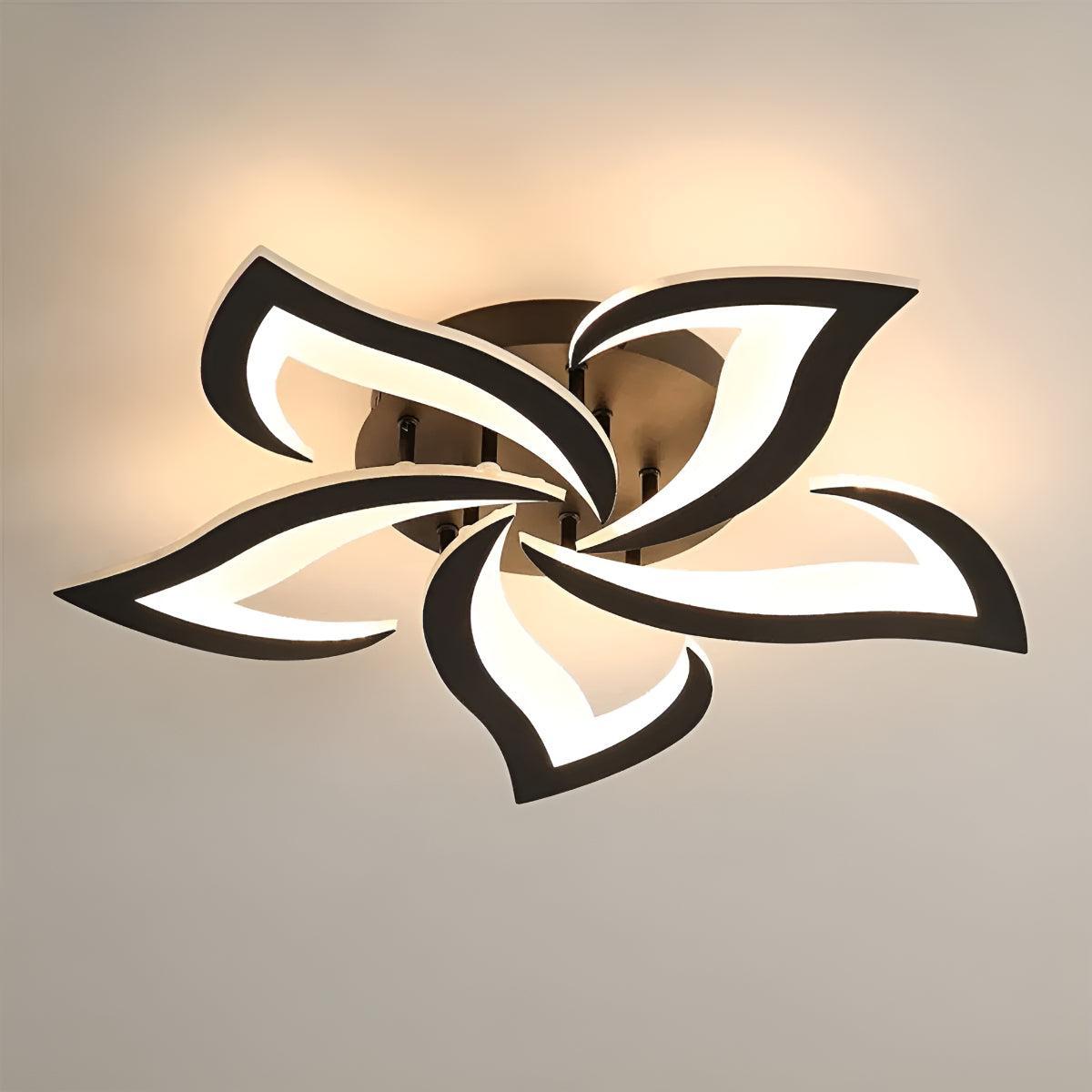 Decorative Modern Flower Petal LED Flush Mount Ceiling Light Fixture With Remote Control