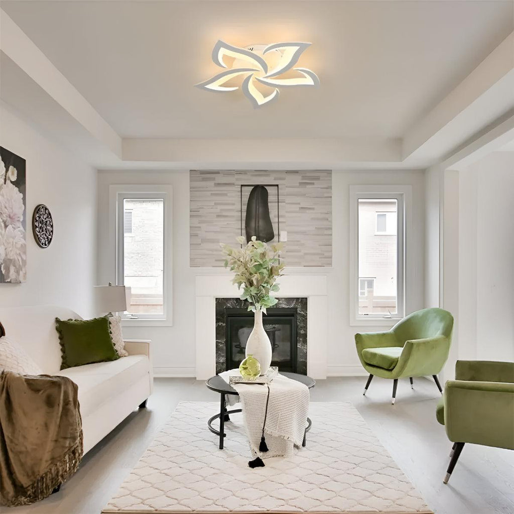 Decorative Modern Flower Petal LED Flush Mount Ceiling Light Fixture With Remote Control
