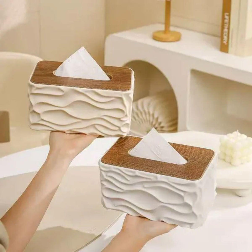 Decorative Tissue Box Cover With Wave Texture Design