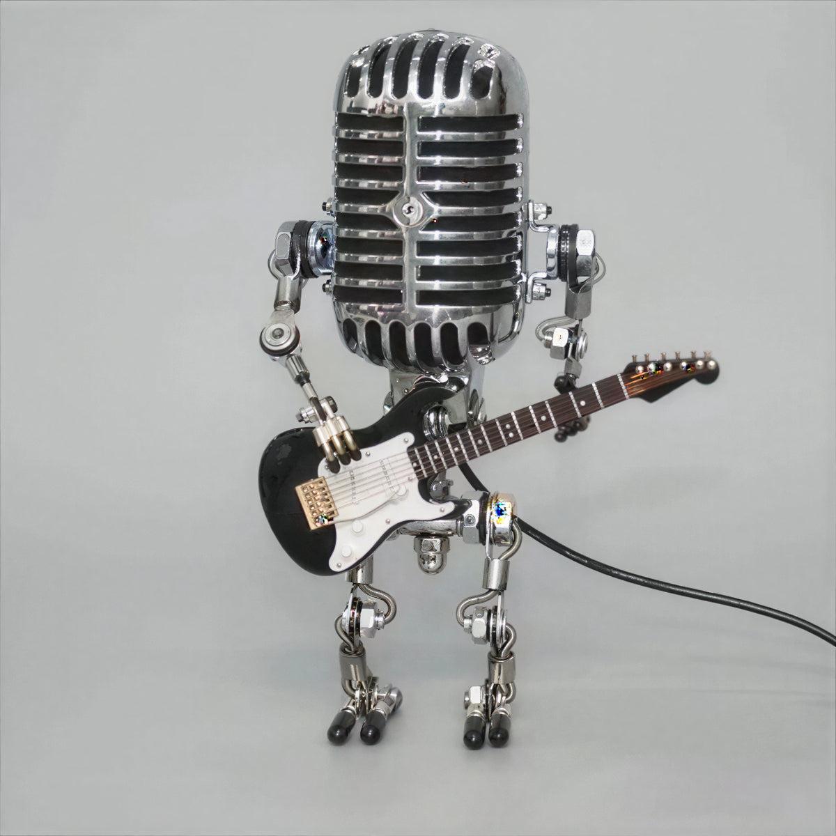 Dimmable Retro Microphone Table Lamp With Guitar Design