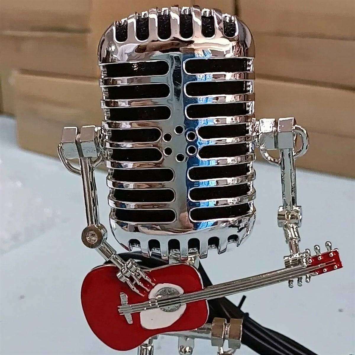 Dimmable Retro Microphone Table Lamp With Guitar Design