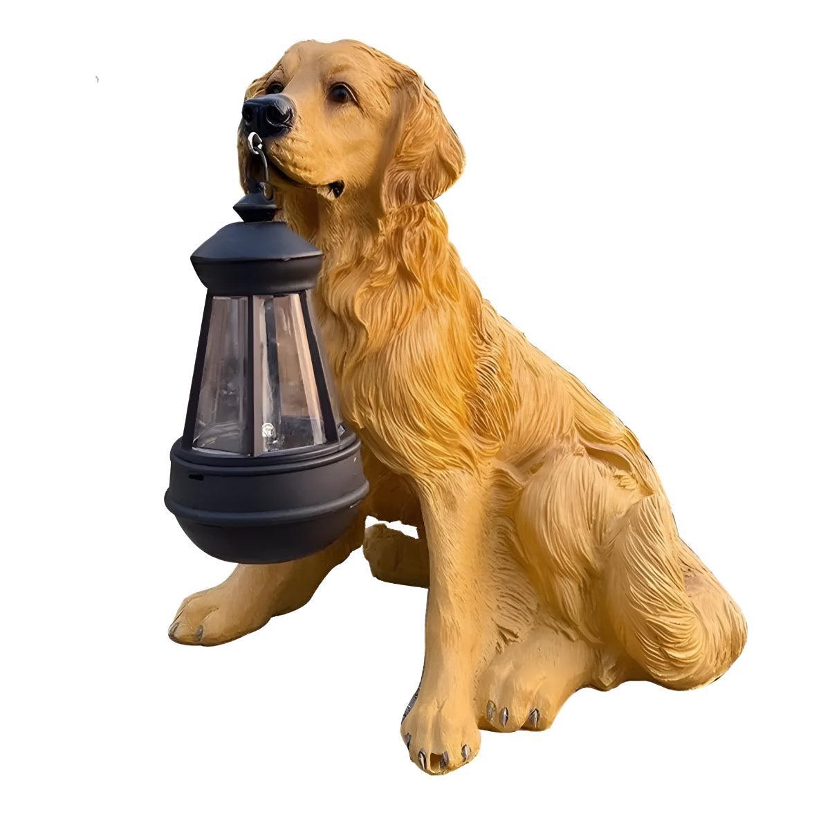 Dog Styled Outdoor Solar Powered Garden Statue Lantern For Landscape Decoration
