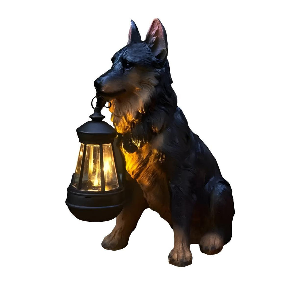 Dog Styled Outdoor Solar Powered Garden Statue Lantern For Landscape Decoration