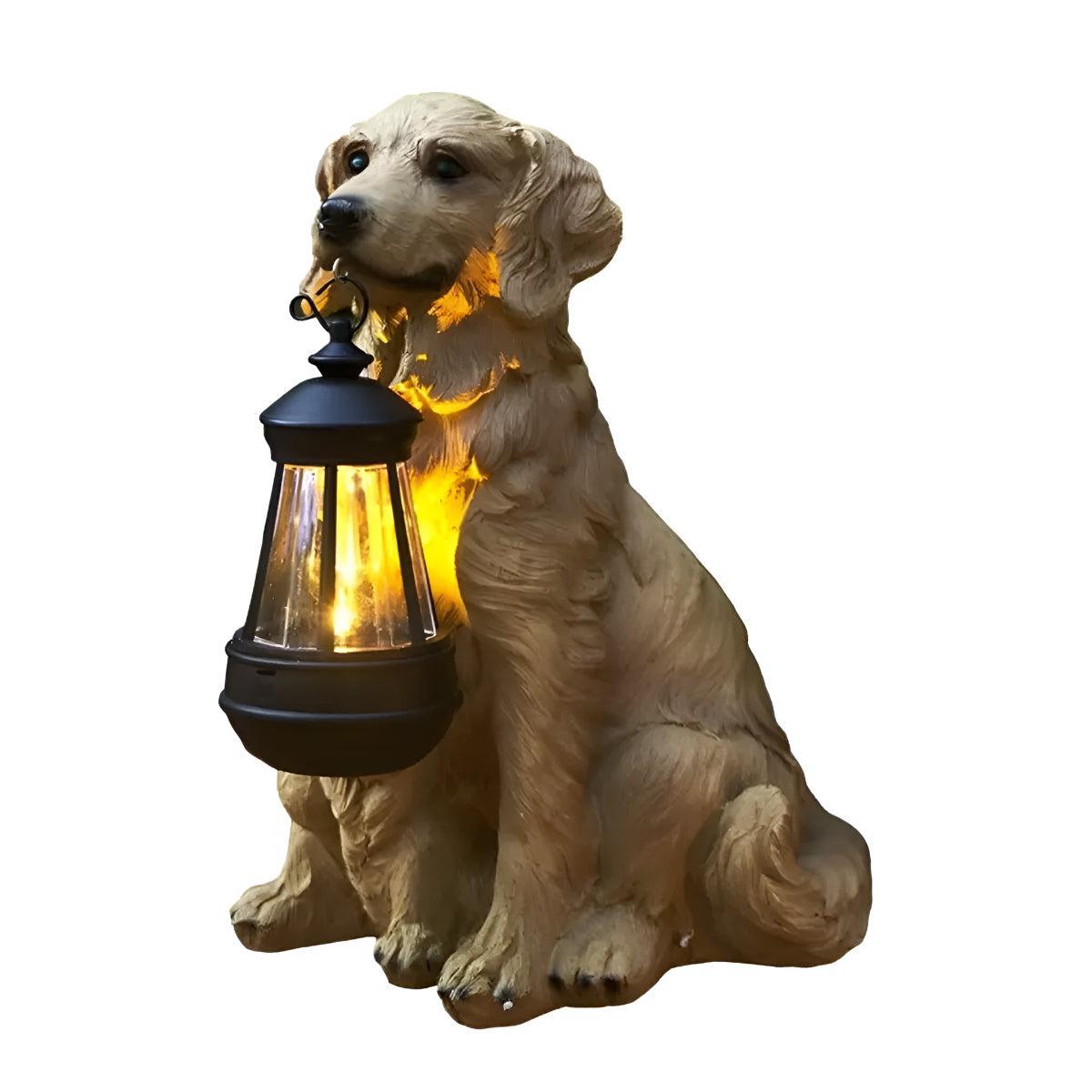 Dog Styled Outdoor Solar Powered Garden Statue Lantern For Landscape Decoration