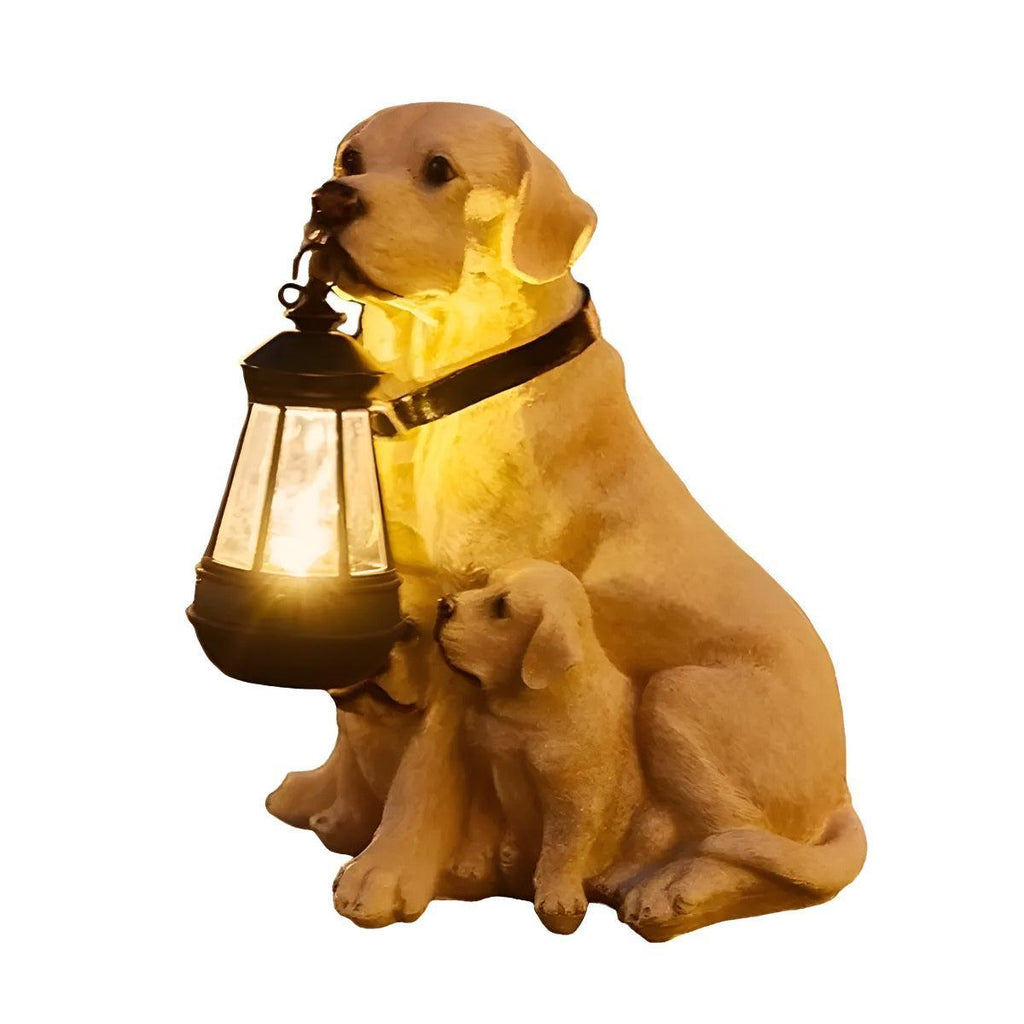 Dog Styled Outdoor Solar Powered Garden Statue Lantern For Landscape Decoration