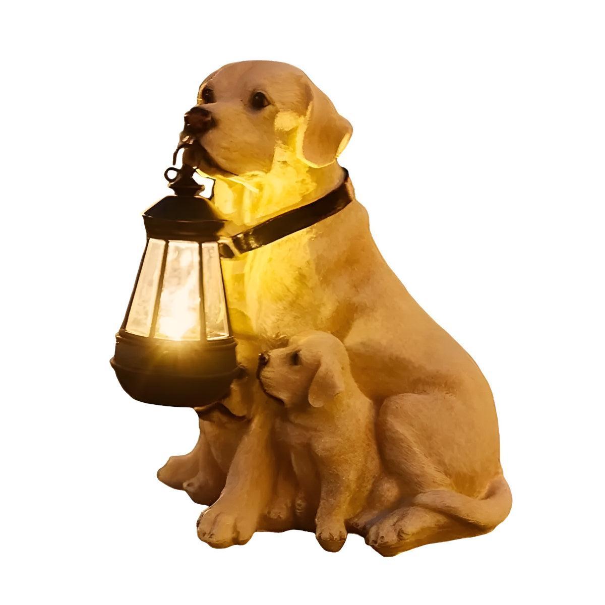 Dog Styled Outdoor Solar Powered Garden Statue Lantern For Landscape Decoration