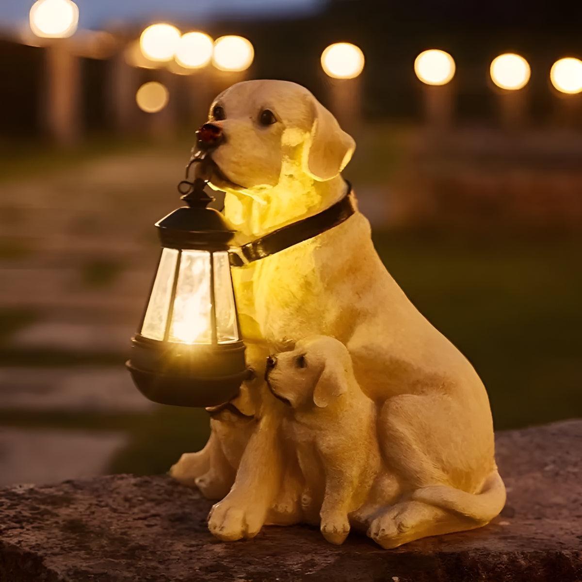 Dog Styled Outdoor Solar Powered Garden Statue Lantern For Landscape Decoration