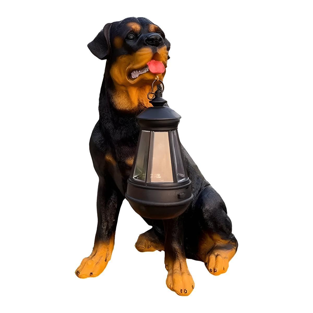 Dog Styled Outdoor Solar Powered Garden Statue Lantern For Landscape Decoration