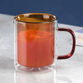 Double Walled Insulated Glass Coffee Mug With Handle