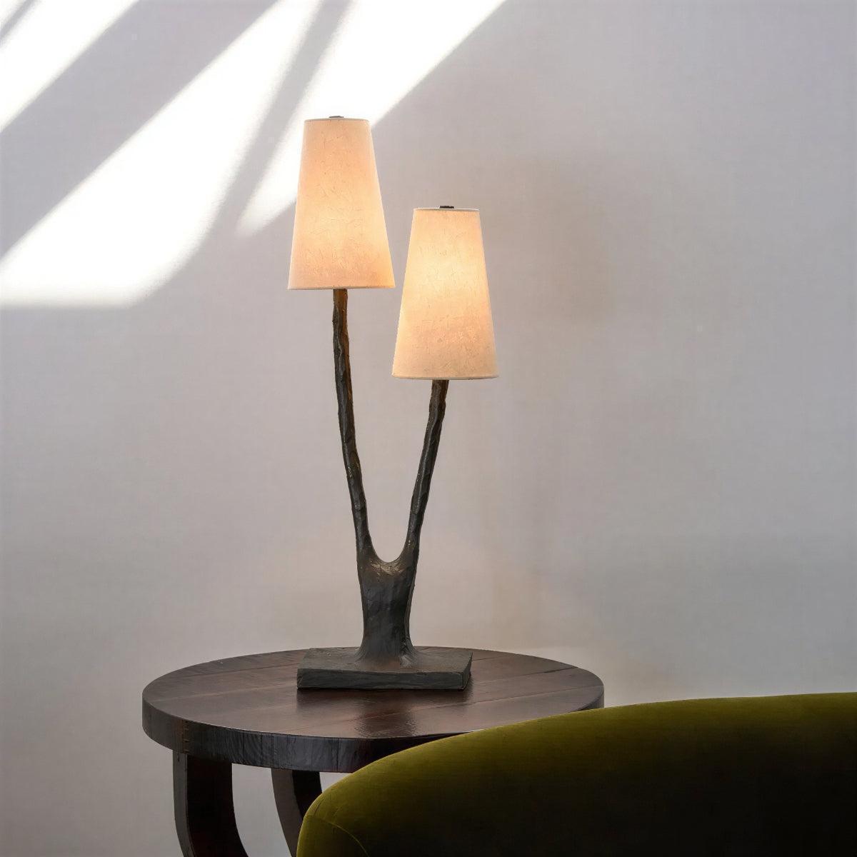 Dual Shade Tree Branch Styled Table Lamp