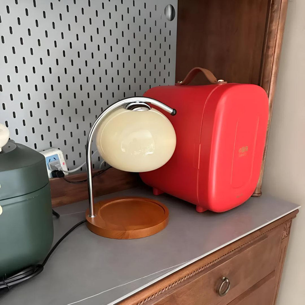 Electric Candle Wax Warmer Lamp With Globe Dome Shade and Wooden Base