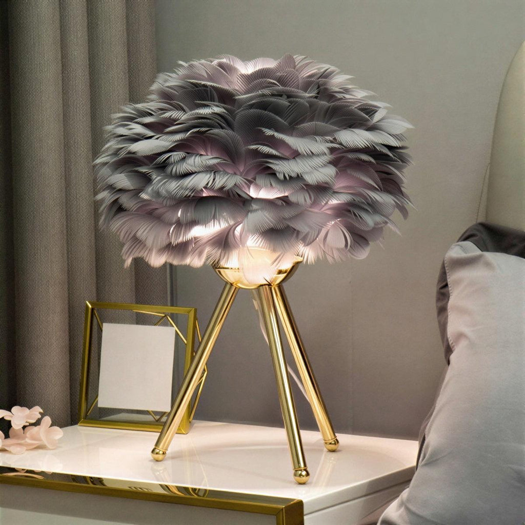 Feathered Table Lamp With Dimmable Glow