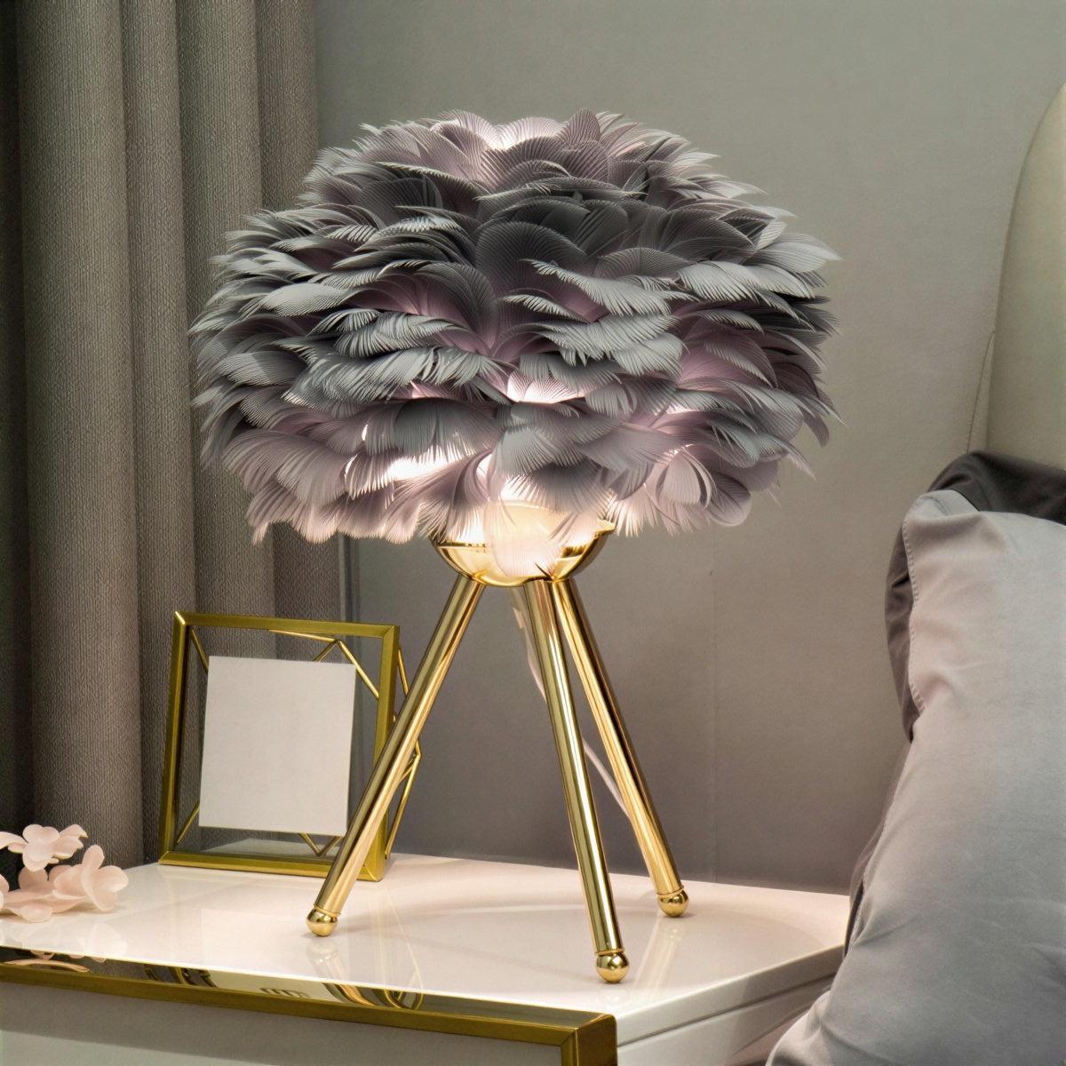 Feathered Table Lamp With Dimmable Glow