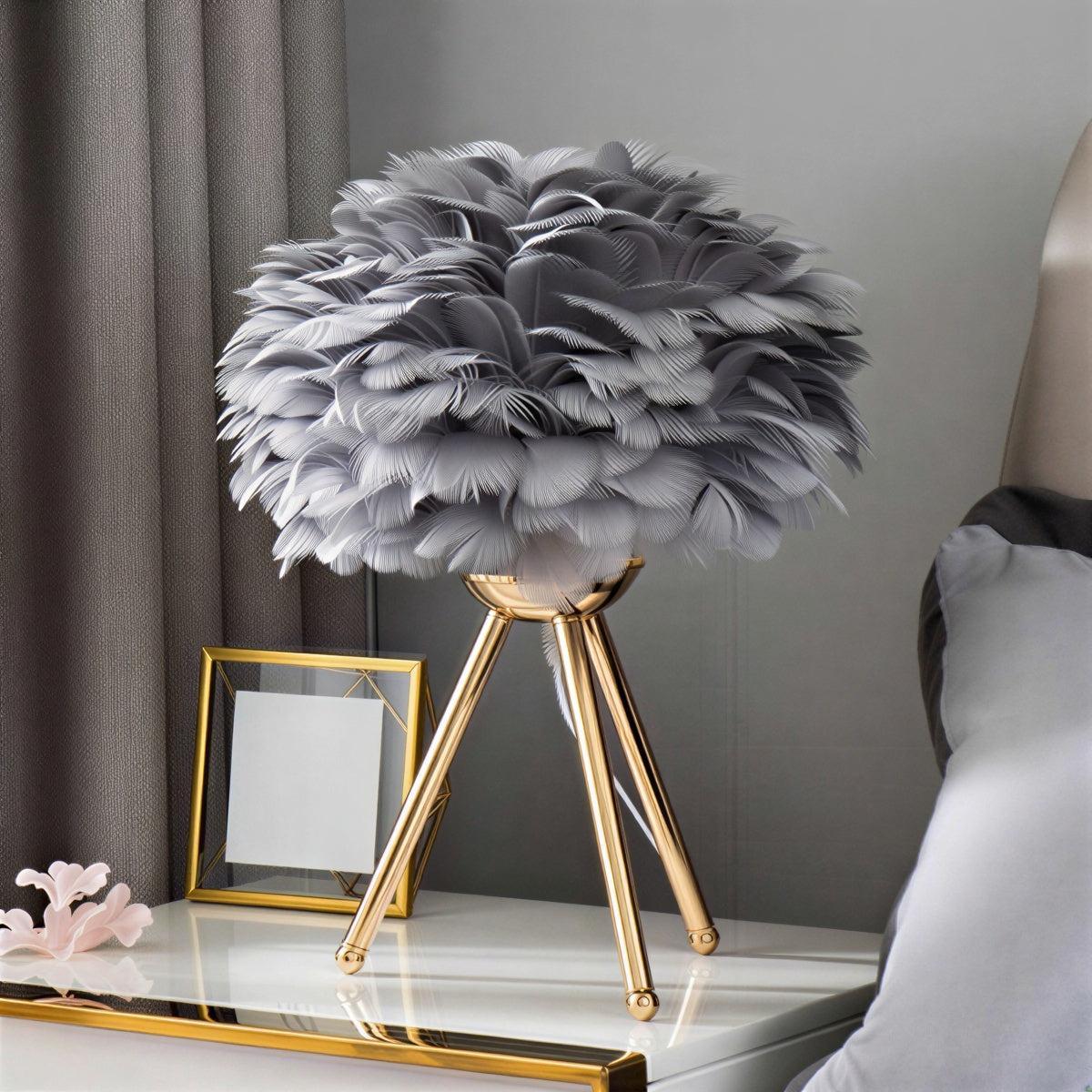 Feathered Table Lamp With Dimmable Glow