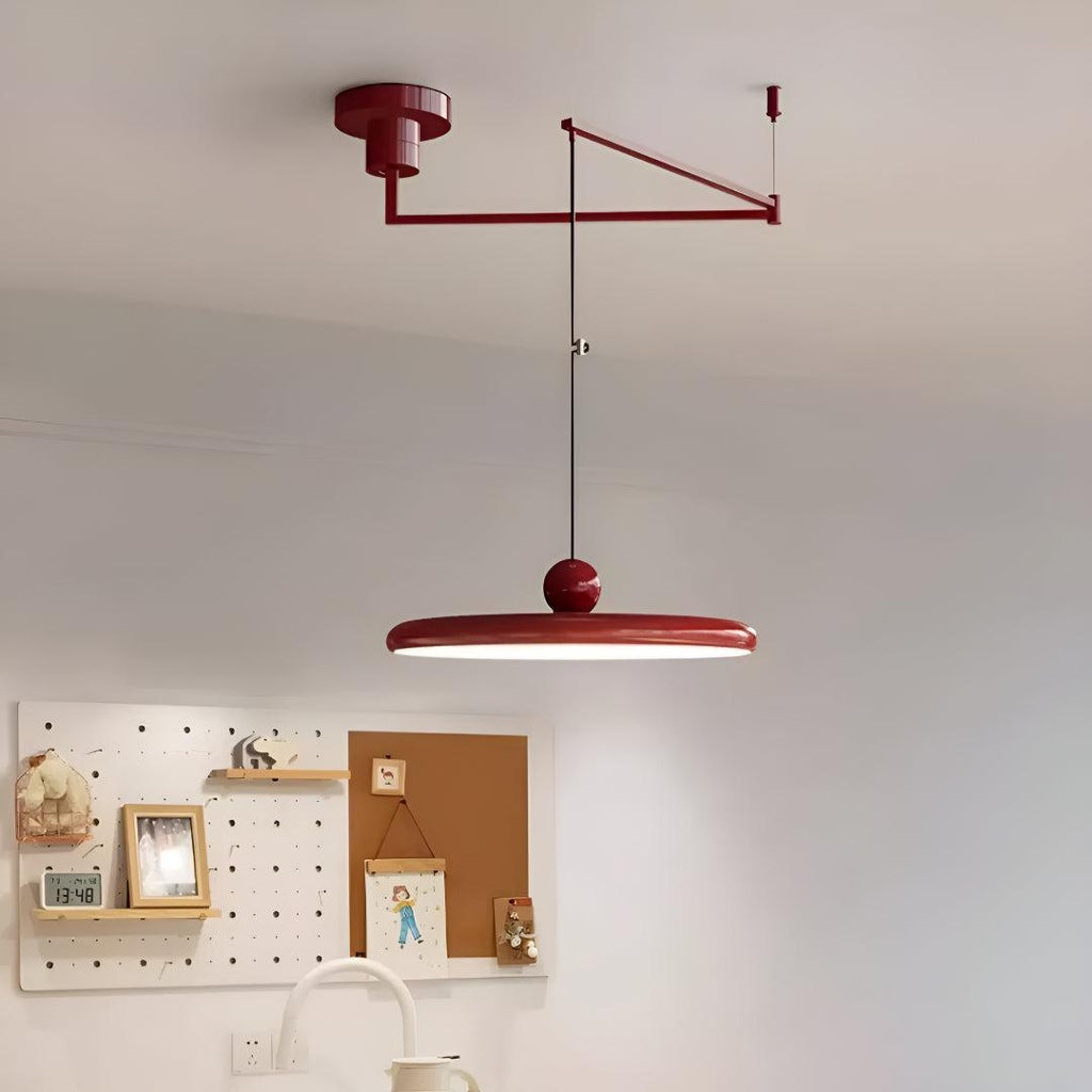 Flat Hanging Pendant Light Fixture Ceiling Lamp With Adjustable Arm