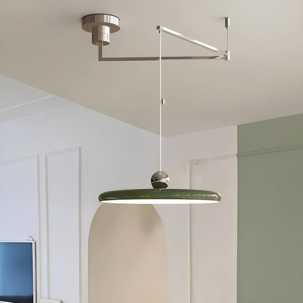 Flat Hanging Pendant Light Fixture Ceiling Lamp With Adjustable Arm