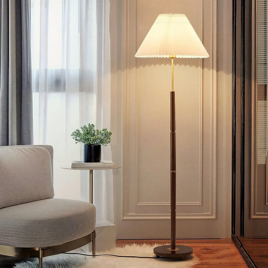 Floor Lamp For Living Room With Cone Pleated Shade