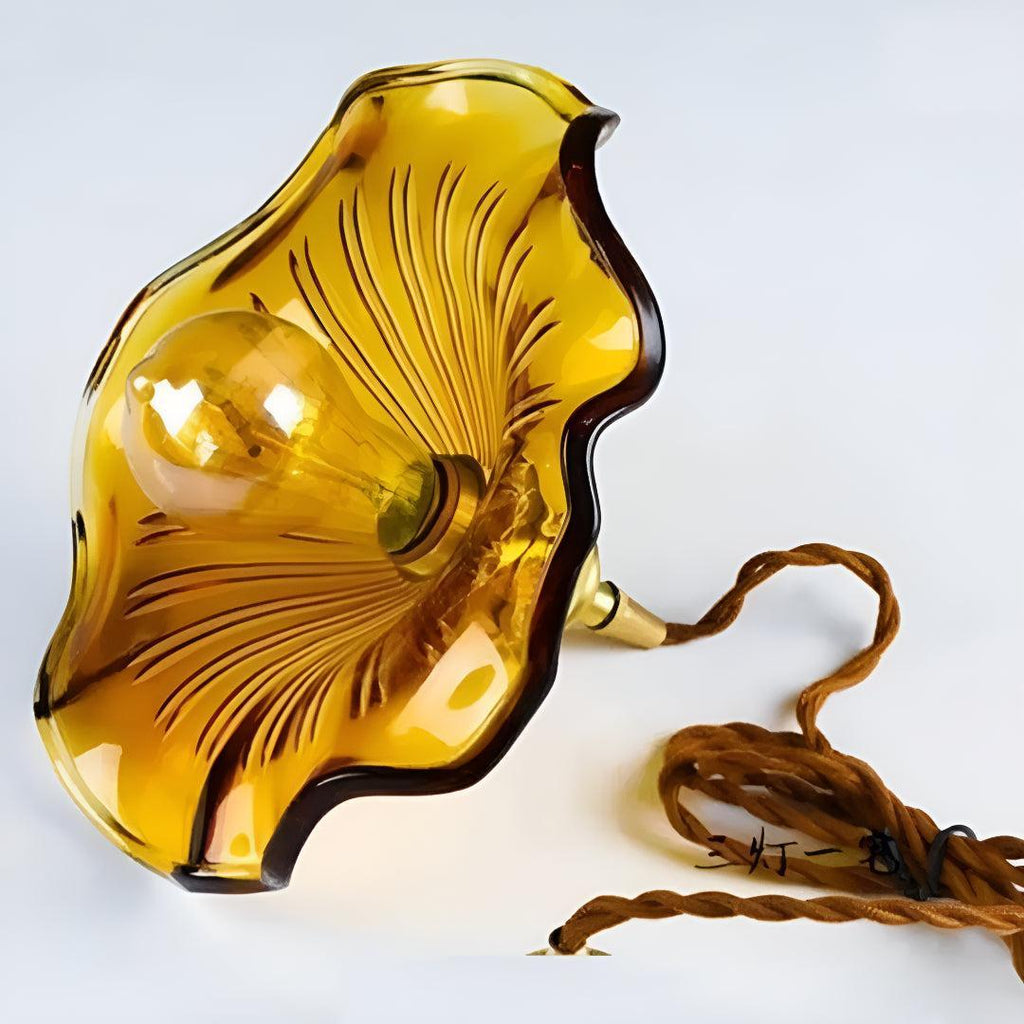 Floral Pendant Lighting Fixture With Vintage Flower Glass Design