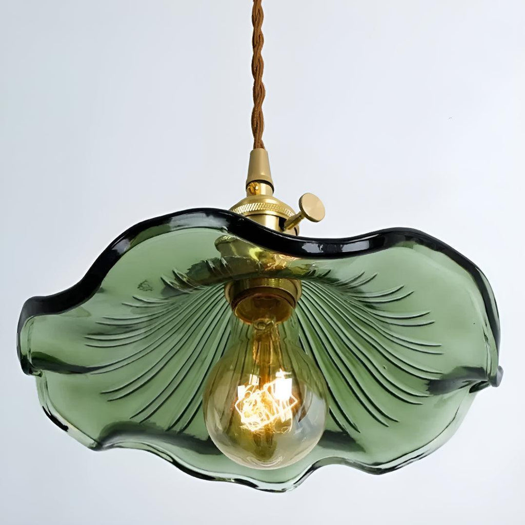 Floral Pendant Lighting Fixture With Vintage Flower Glass Design