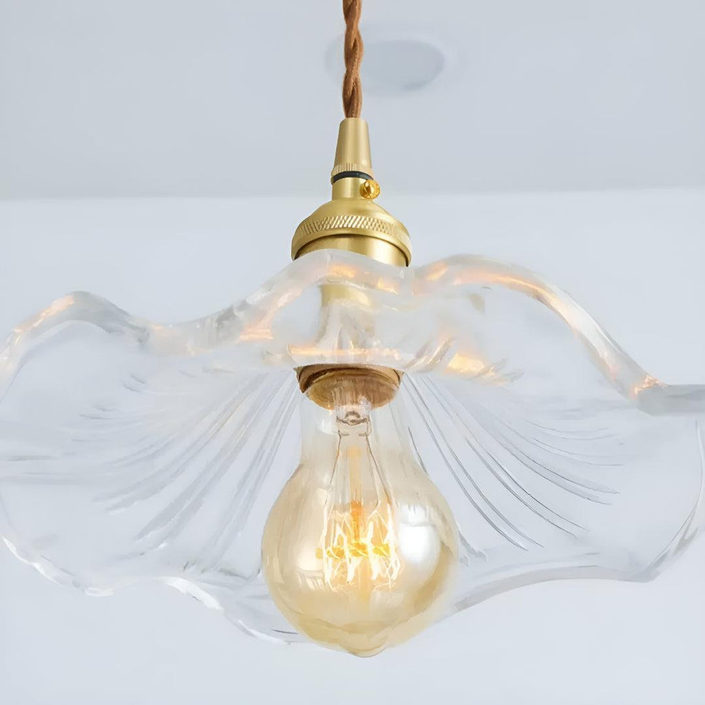 Floral Pendant Lighting Fixture With Vintage Flower Glass Design