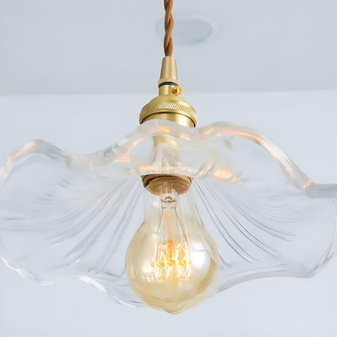 Floral Pendant Lighting Fixture With Vintage Flower Glass Design