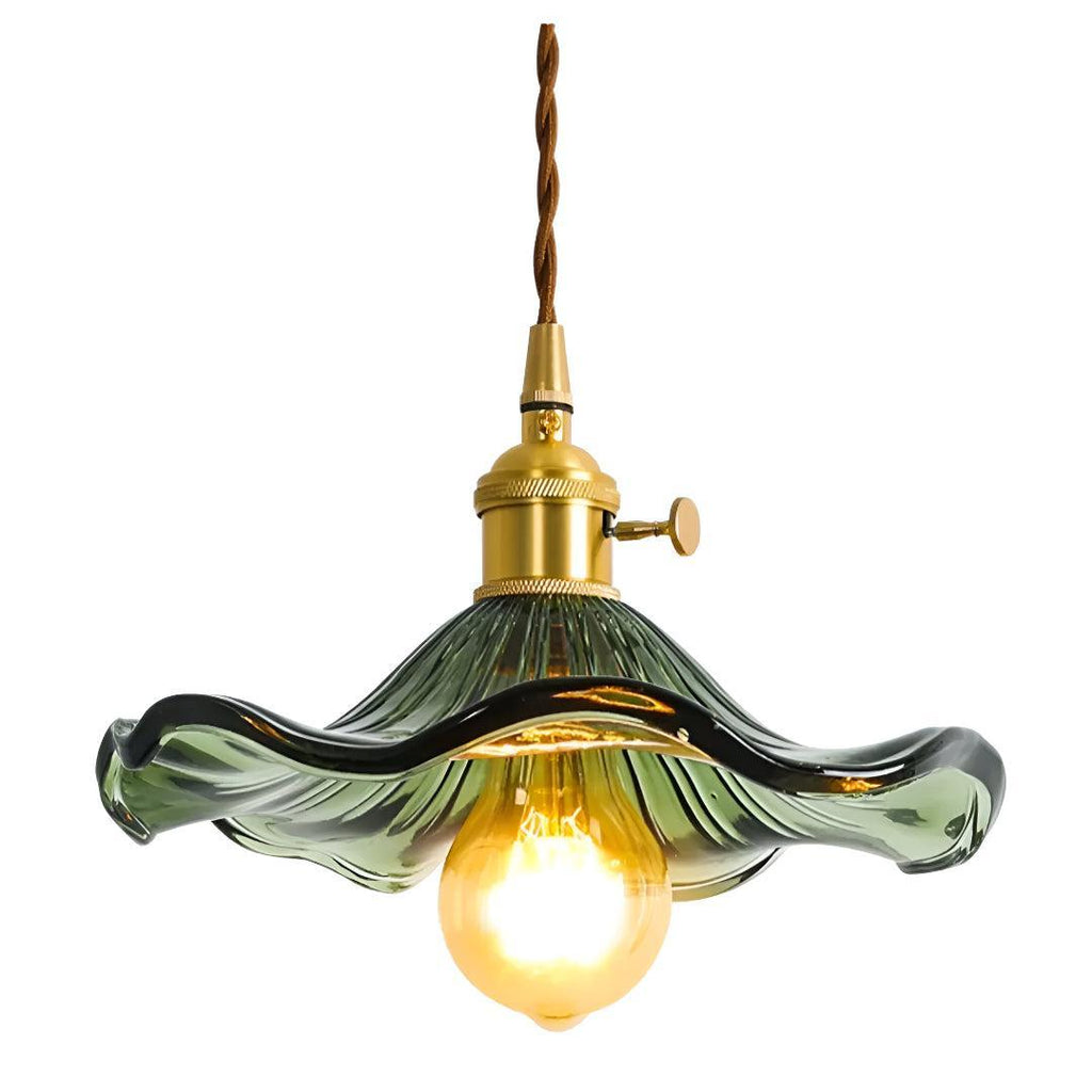 Floral Pendant Lighting Fixture With Vintage Flower Glass Design