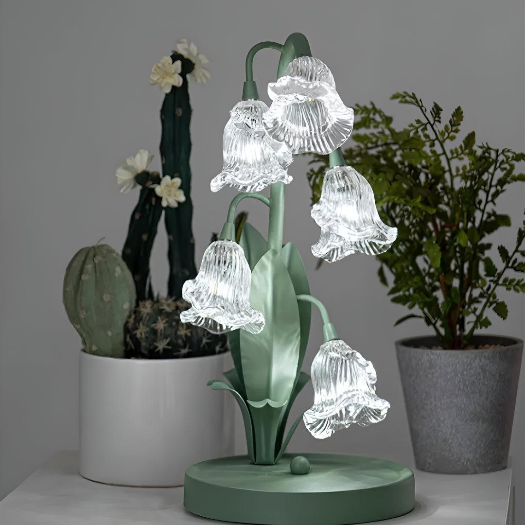Floral Table Lamp With Glass Petal Shades