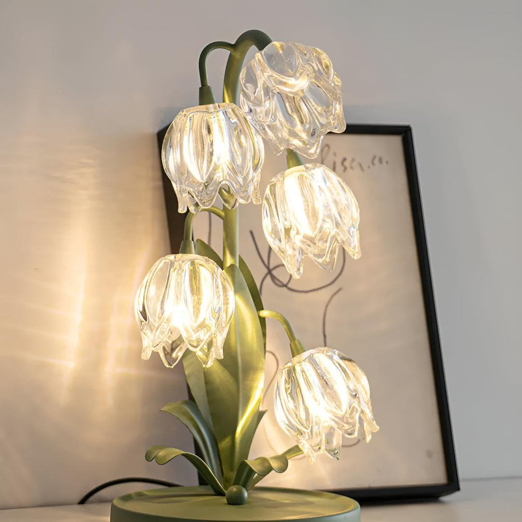 Floral Table Lamp With Glass Petal Shades