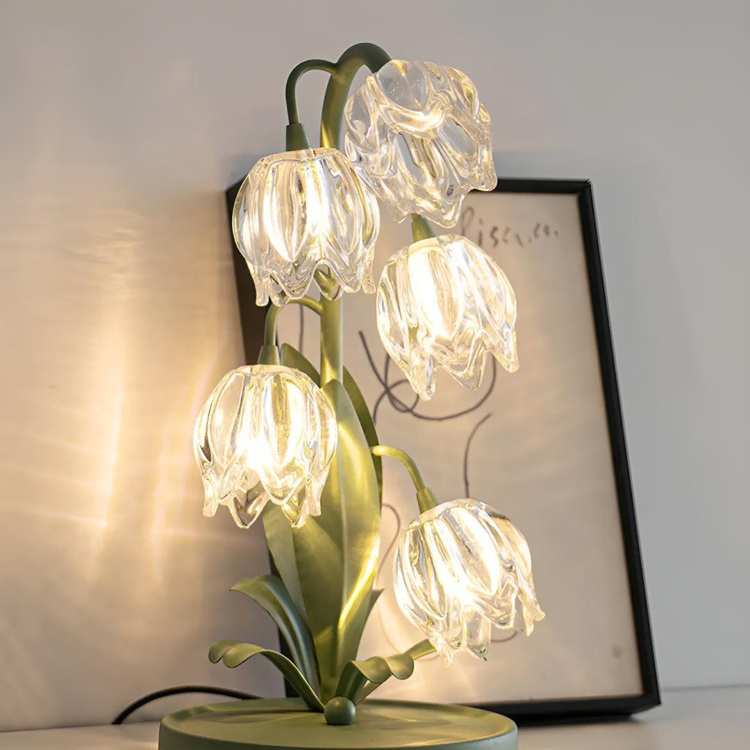 Floral Table Lamp With Glass Petal Shades