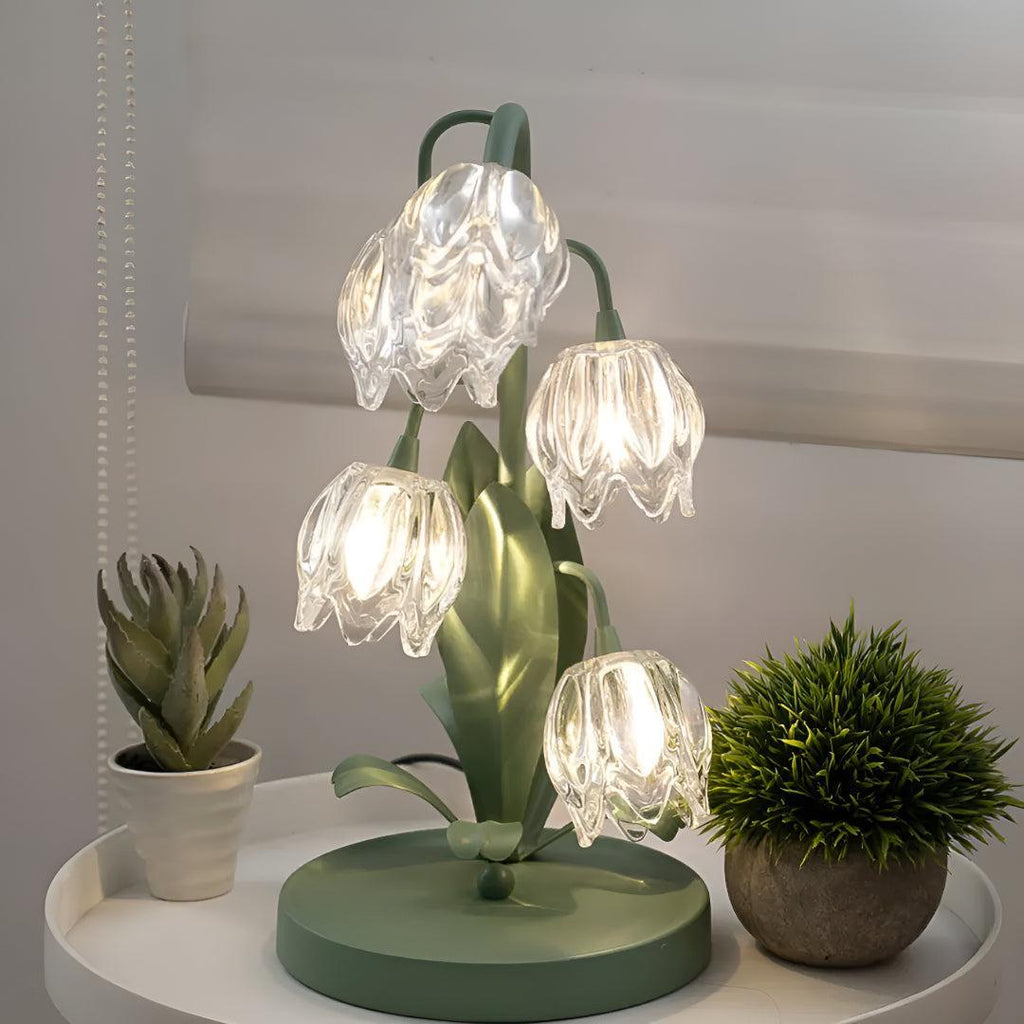 Floral Table Lamp With Glass Petal Shades