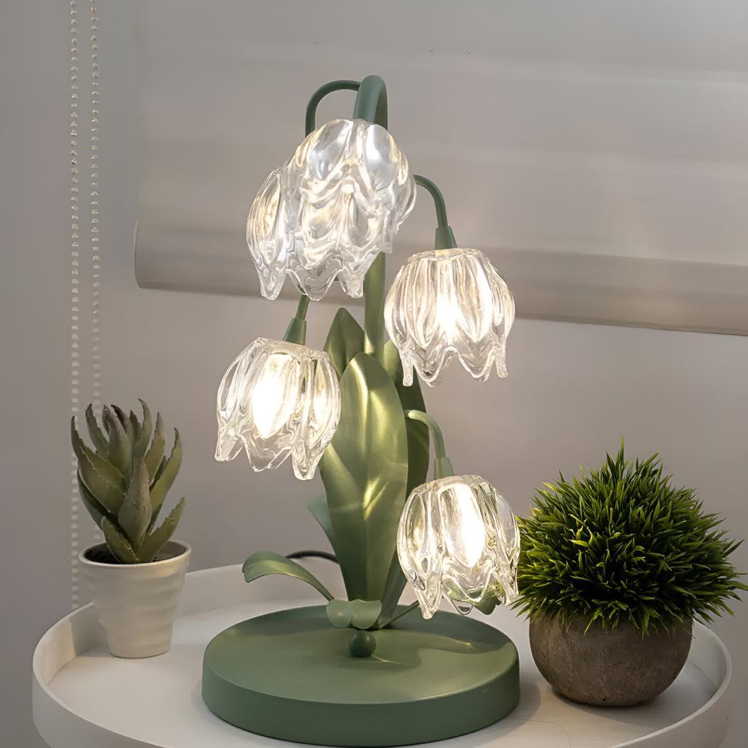 Floral Table Lamp With Glass Petal Shades