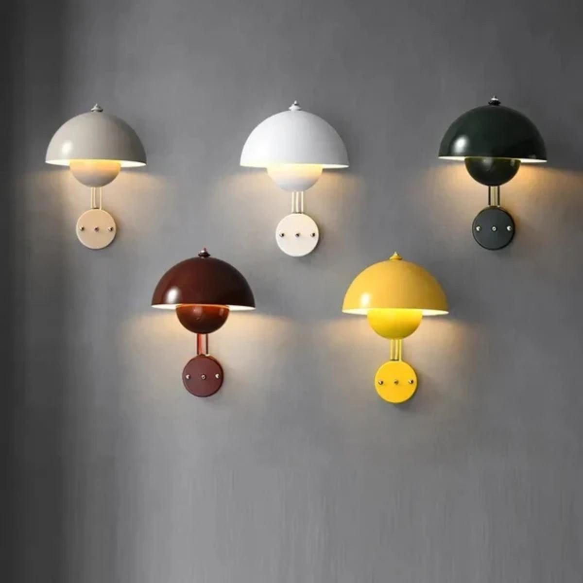 Flowerpot Styled Wall Sconce Light Fixture With Double Dome Shade