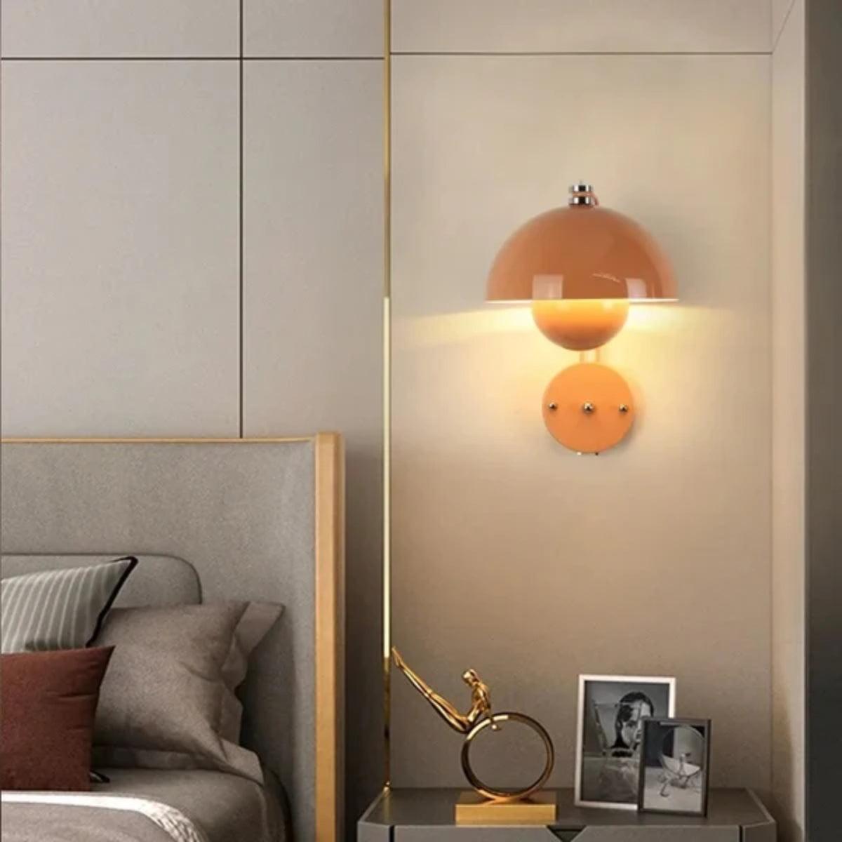 Flowerpot Styled Wall Sconce Light Fixture With Double Dome Shade