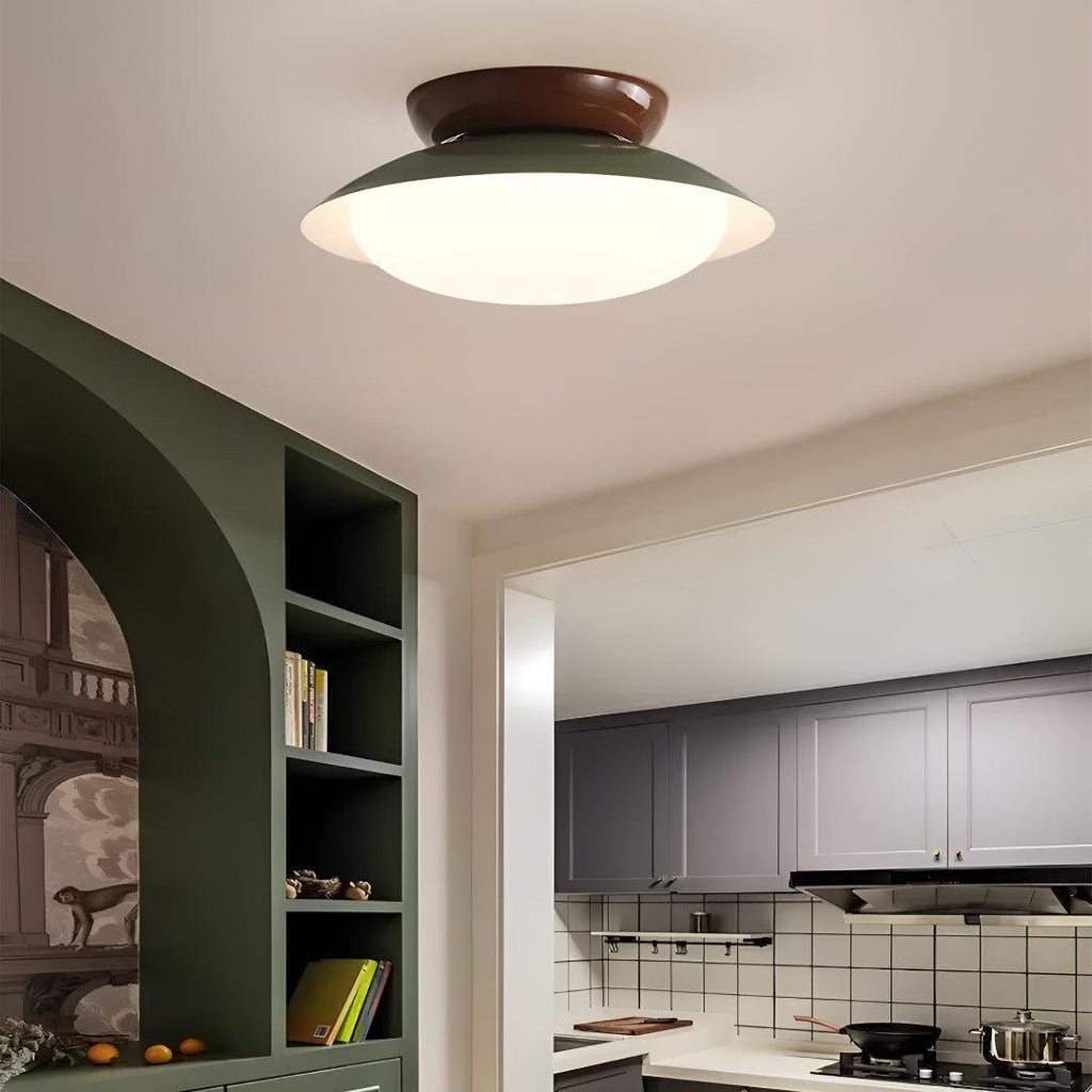 Flush Mount Ceiling Light Fixture With Mid Century Minimalist Dome Design
