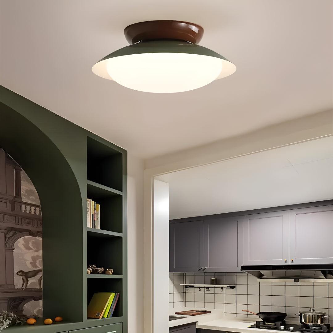 Flush Mount Ceiling Light Fixture With Mid Century Minimalist Dome Design