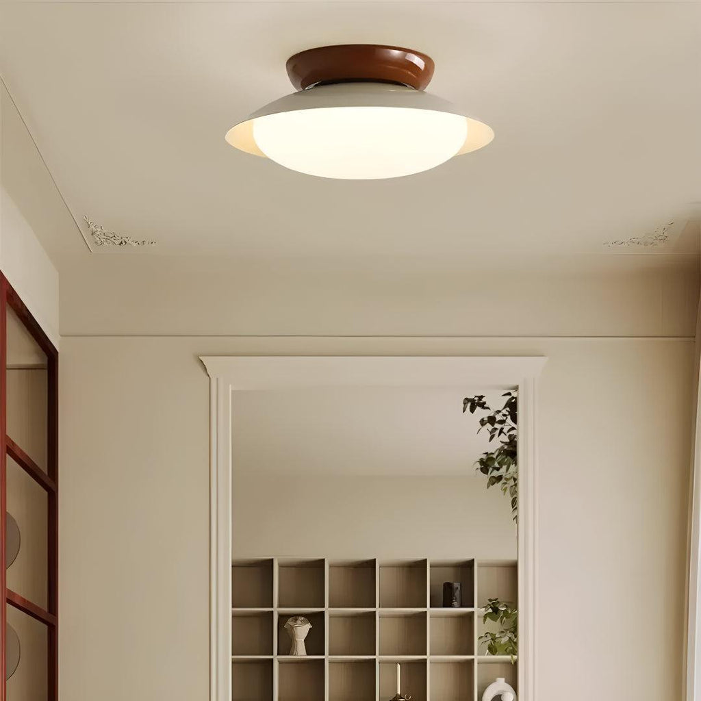 Flush Mount Ceiling Light Fixture With Mid Century Minimalist Dome Design