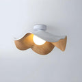 Flush Mount Ceiling Light With Wavy Wood Grain Shade