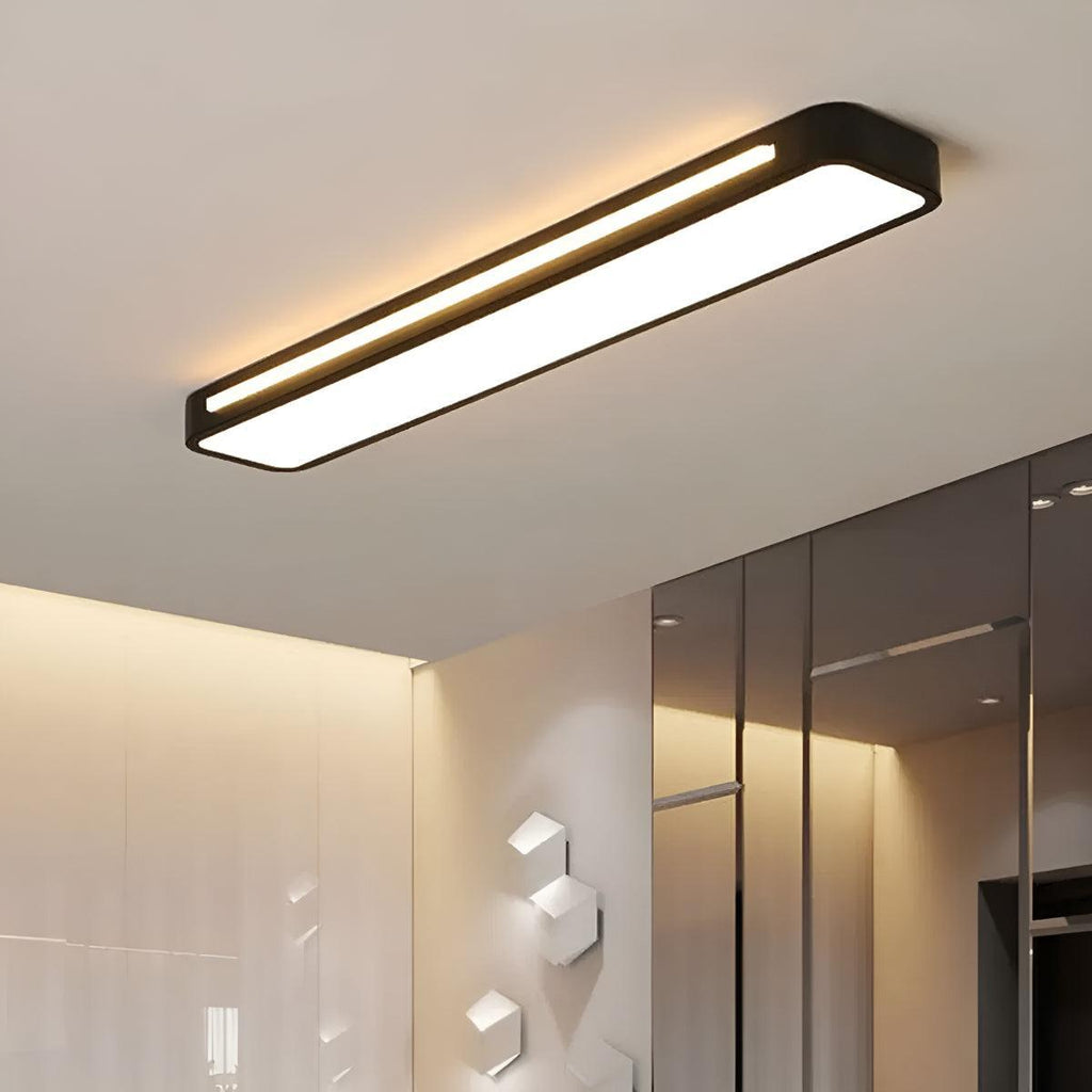 Flush Mount LED Ceiling Light Fixture Long Rectangular Panel Design